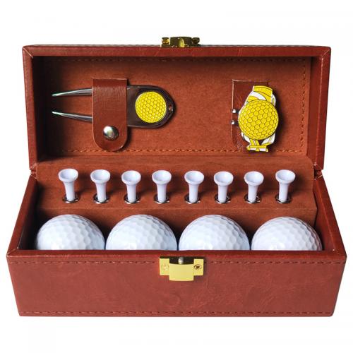 Golf leather box set Golf green fork hat clip set gift set