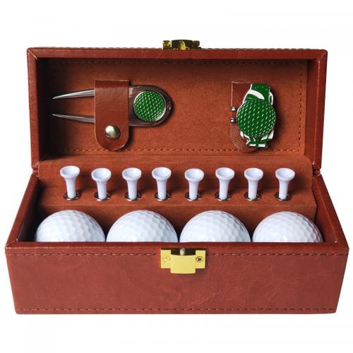 Golf leather box set Golf green fork hat clip set gift set