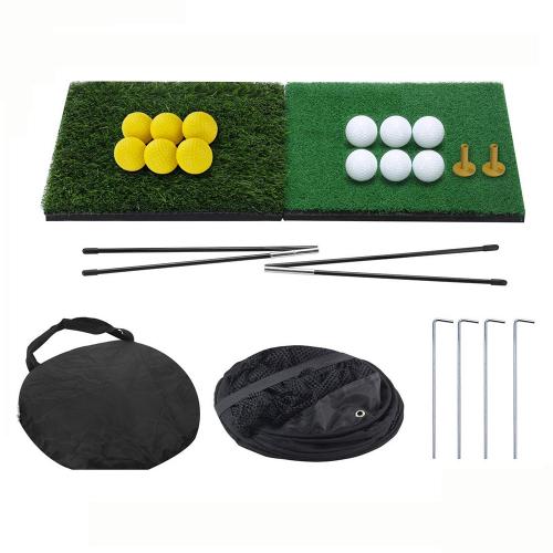 Golf practice net with chipping pad delingolf