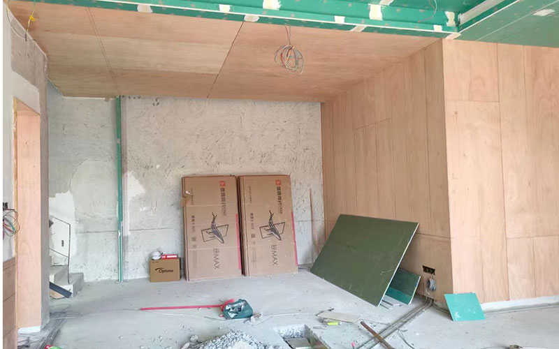Golf simulation room construction